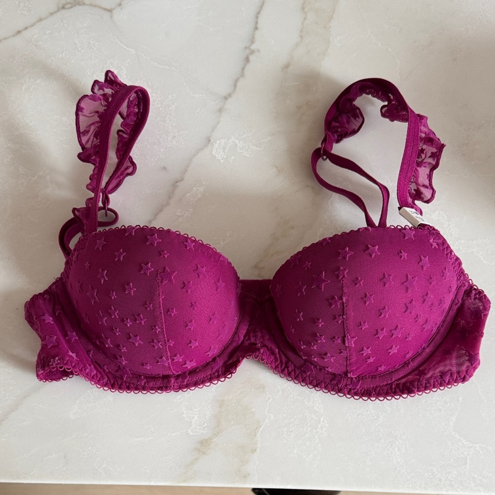 PINK Victoria's Secret Star Embellished Bra - Magenta